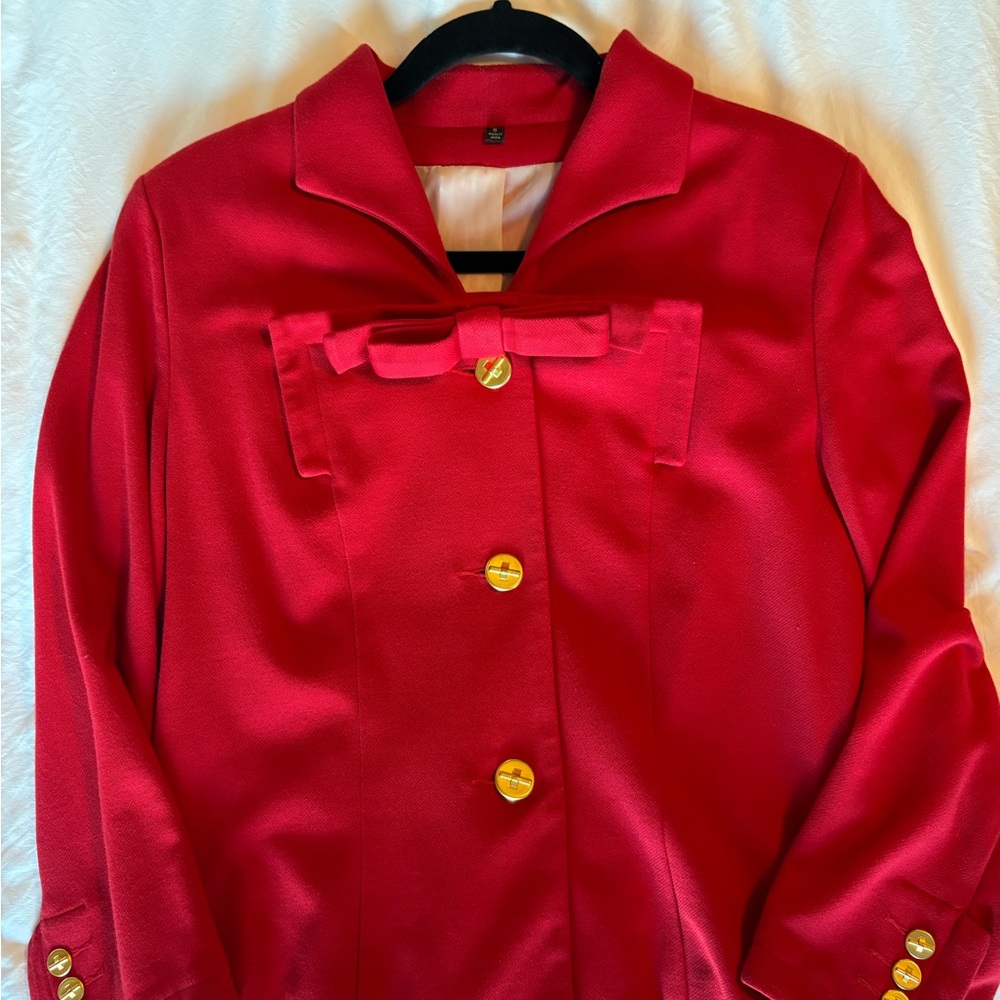 CAbi Red Blazer with Gold Buttons
